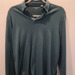 Charles Tyrwhitt Men's Long-Sleeve Polo in Forest Green